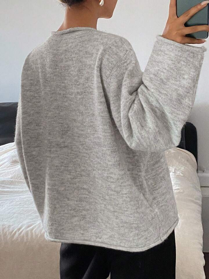 DAZY Women's Solid Color Boat Neck Dropped Shoulder Casual Knit Pullover Sweater Fall,Winter | SHEIN