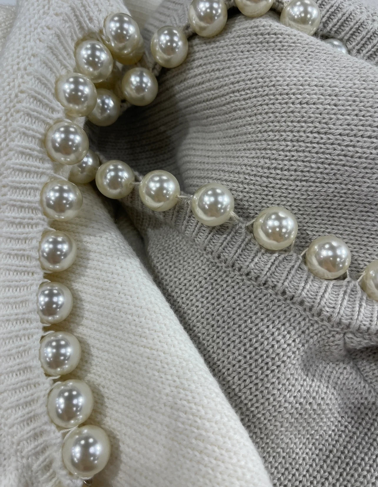 Charlotte pearl trim cardigan in Cream | Self-same