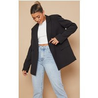 Black Double Pocket Detail Double Breasted Blazer | PrettyLittleThing UK