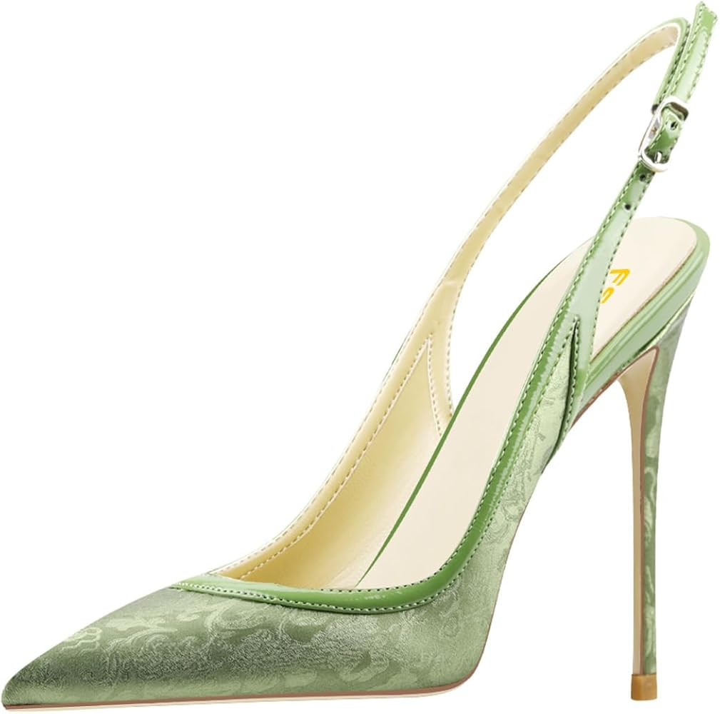 FSJ Women Closed Toe Pointy High Heel Pumps Sexy Slingback Heeled Sandals with Buckle Banquet For... | Amazon (US)