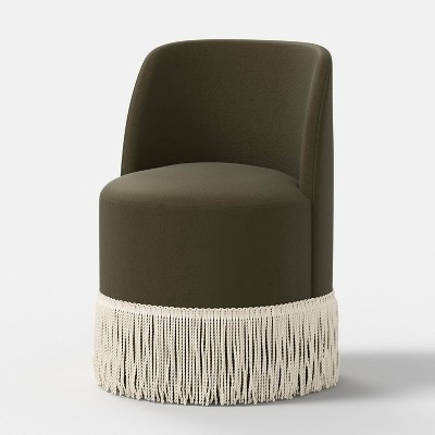 Jessa Fringe Chair Classic Velvet Loden Ivory - Threshold™ | Target