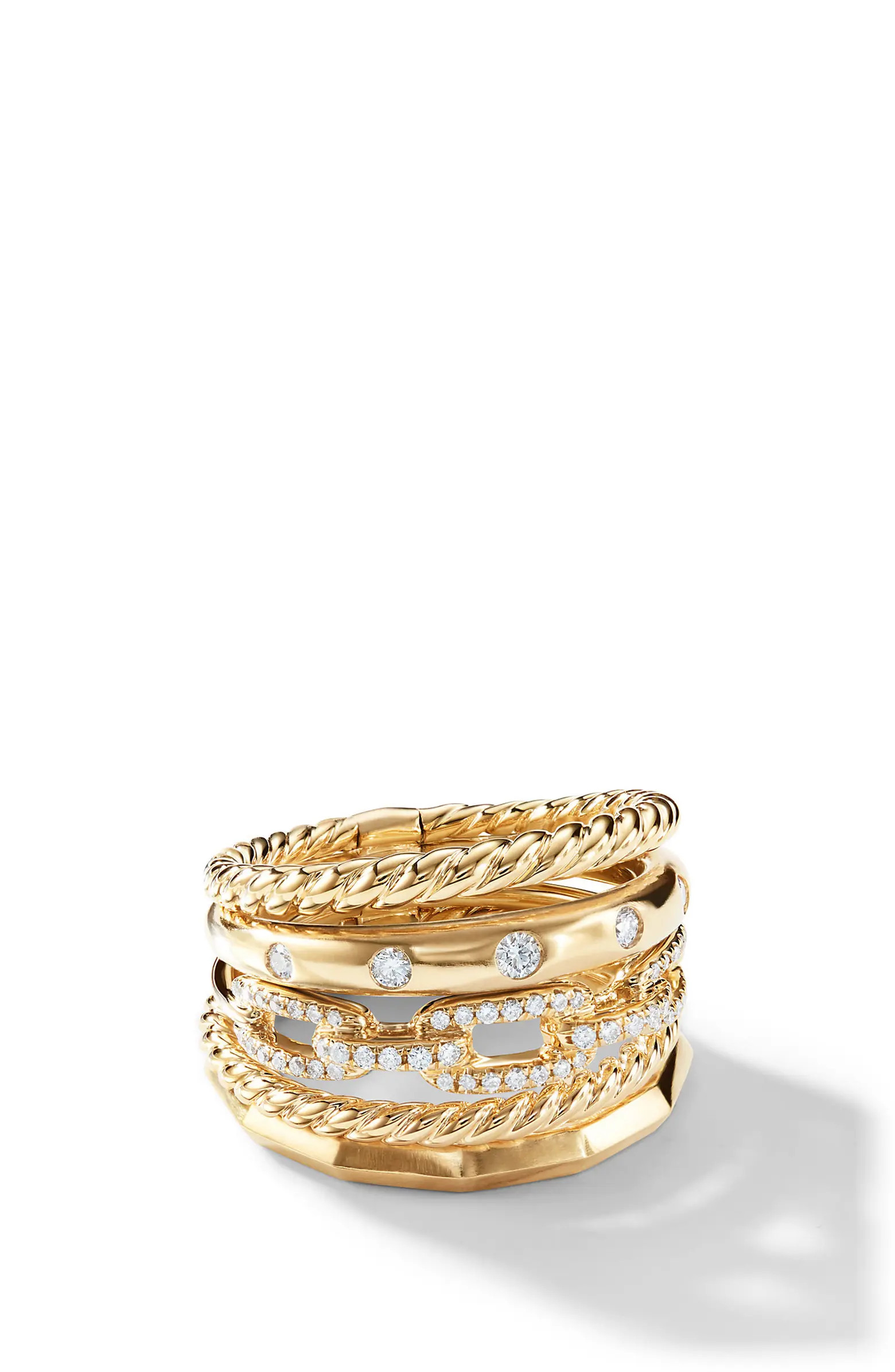 David Yurman Stax Wide Ring with Diamonds in 18K Gold | Nordstrom | Nordstrom