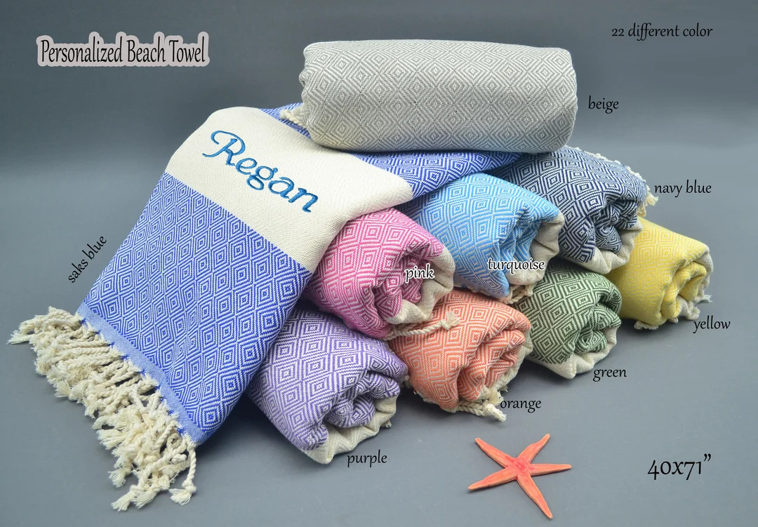 Personalized Turkish Beach Towel, Bachelorette Party Favor, Girls Trip Gift, Bridesmaid Gifts, Tu... | Etsy (US)