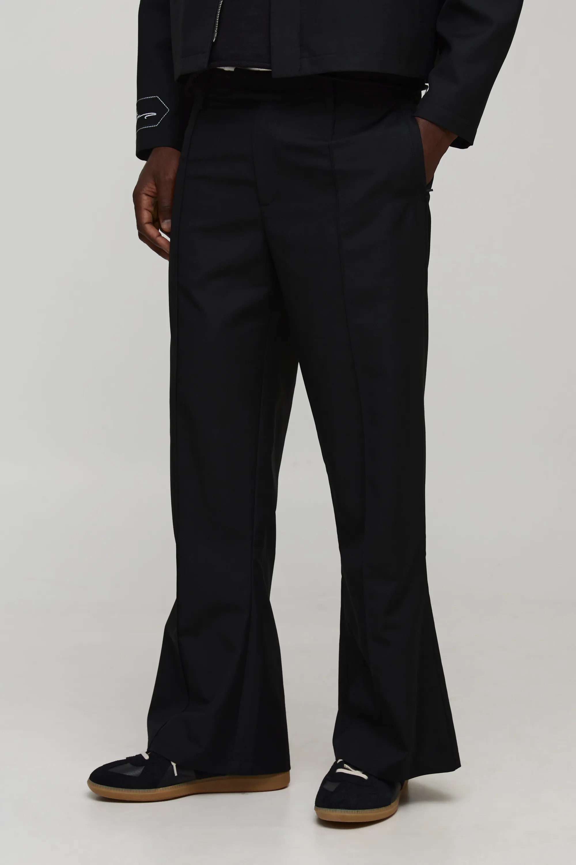 Flared Pintuck Smart Tailored Trousers | boohooMAN (US & Canada)