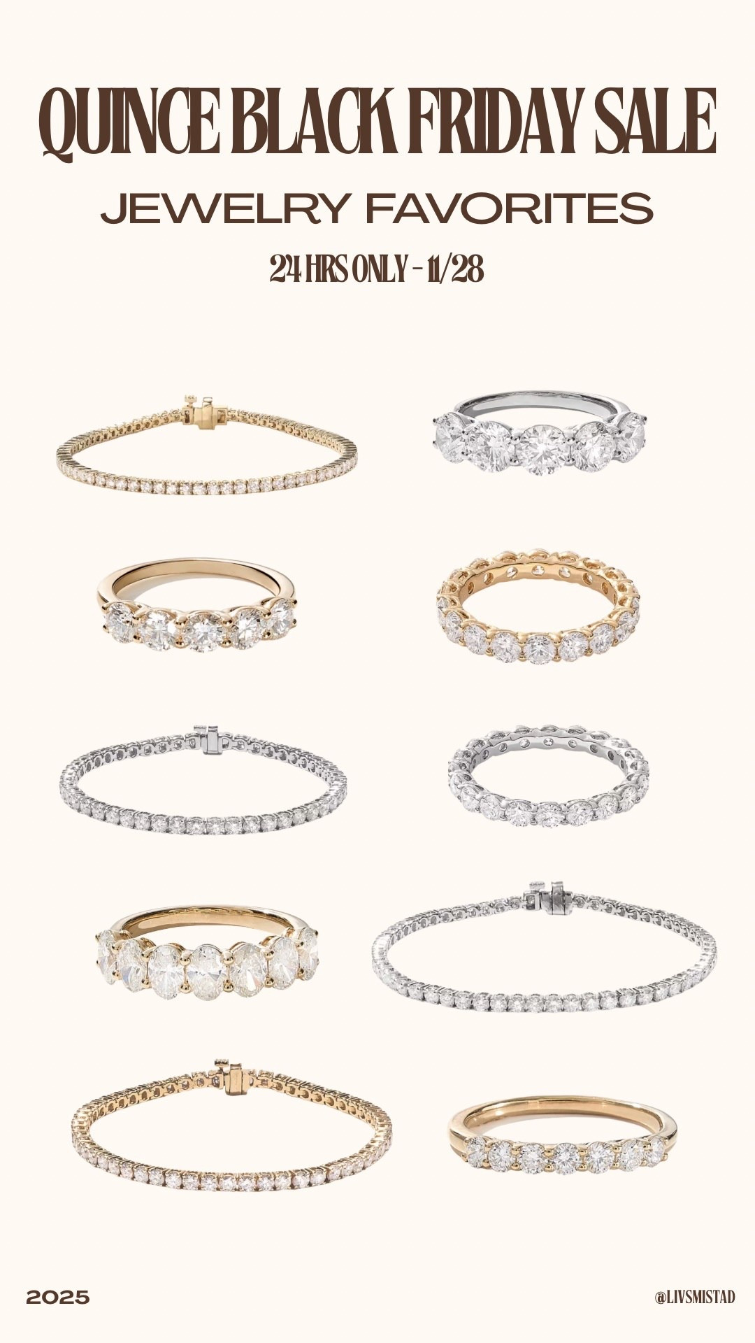 Quince Black Friday is here! 24 hours only on 11/28. Sharing all my womens favorite pieces on sale 🤎 @onequince #quincepartner 

Jewelry Black Friday, jewelry sale, cyber week sale jewelry, quince jewelry, solid gold jewelry, white gold jewelry, tennis bracelet, tennis bracelet sale, wedding band, diamond ring, diamond band, engagement ring band, quince engagement rings, quince rings,


#LTKGiftGuide #LTKSaleAlert #LTKHoliday