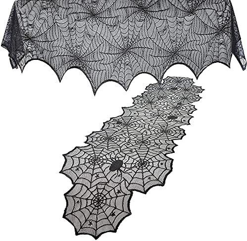 JOYIN 2 Pack Halloween Decoration Black Spiderweb Fireplace Mantle Scarf (36X96 inches) with Blac... | Amazon (US)