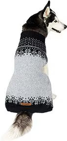 Eddie Bauer Whitman Christmas Fair Isle Dog Sweater, Grey/Black, Small | Chewy