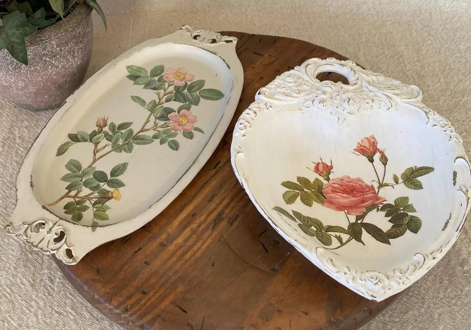 Handpainted Silver Trinket Trays in Oval and Heart Styles with Floral Motif SOLD SEPARATELY | Etsy (Global)