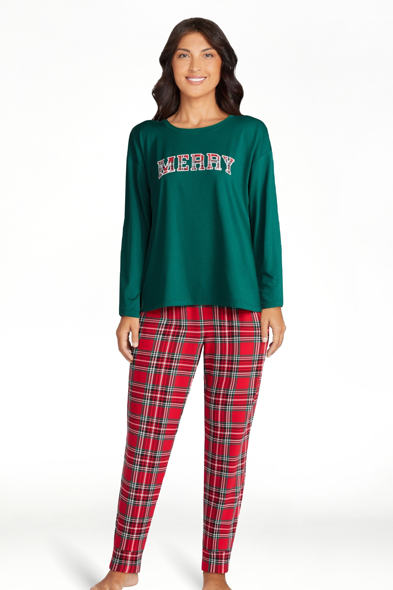 Joyspun Women's Dreamy Soft Collection Long Sleeve Sleep Top and Joggers Pajamas Set, 2-Piece, Si... | Walmart (US)