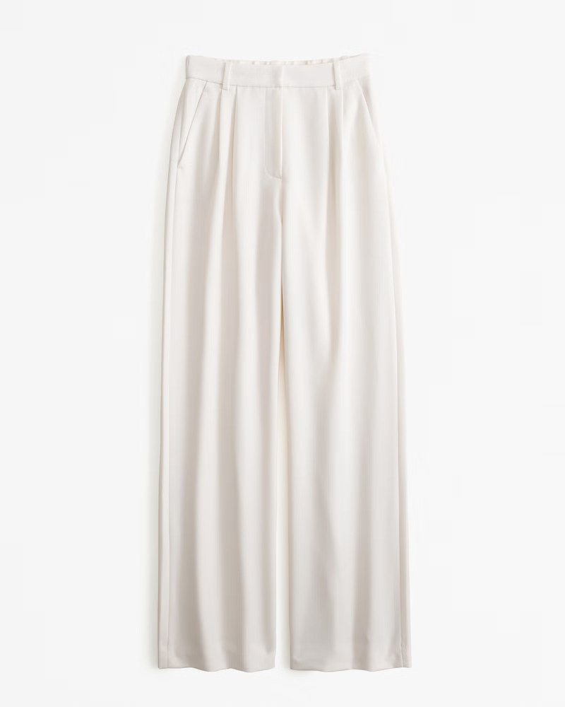 Abercrombie & Fitch Women's A&F Sloane Tailored Wide Leg Pant in Cream - Size 32 LONG | Abercrombie & Fitch (US)