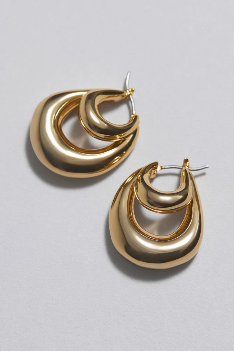 Sculptural Double Hoop Earrings - Gold - Ladies | H&M GB | H&M (UK, MY, IN, SG, PH, TW, HK)