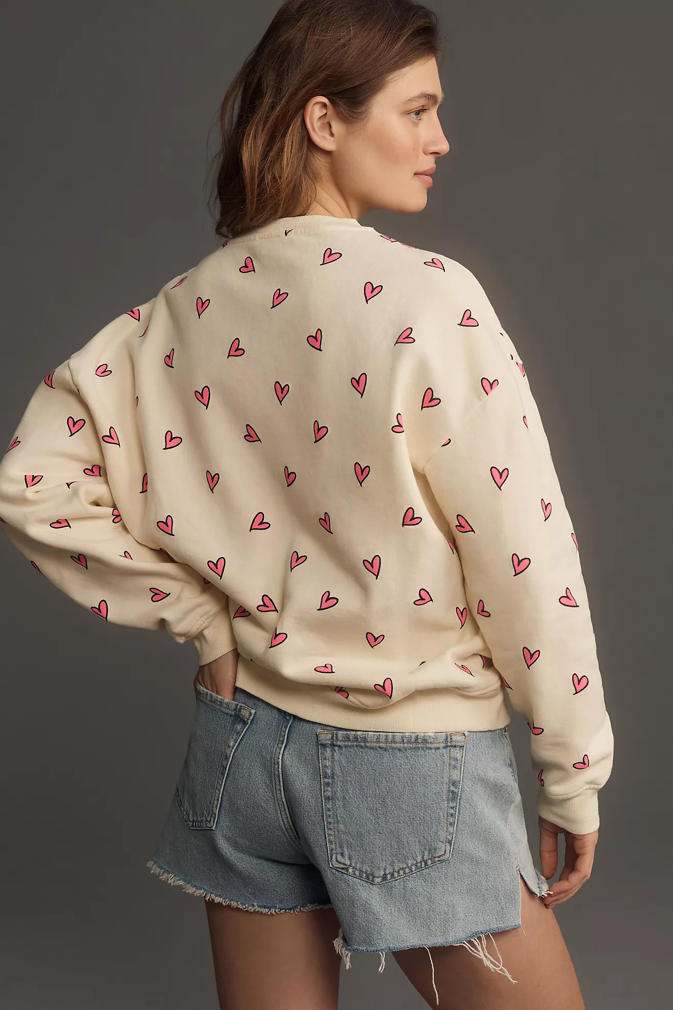 KULE The Oversized Allover Heart Sweatshirt | Anthropologie (US)