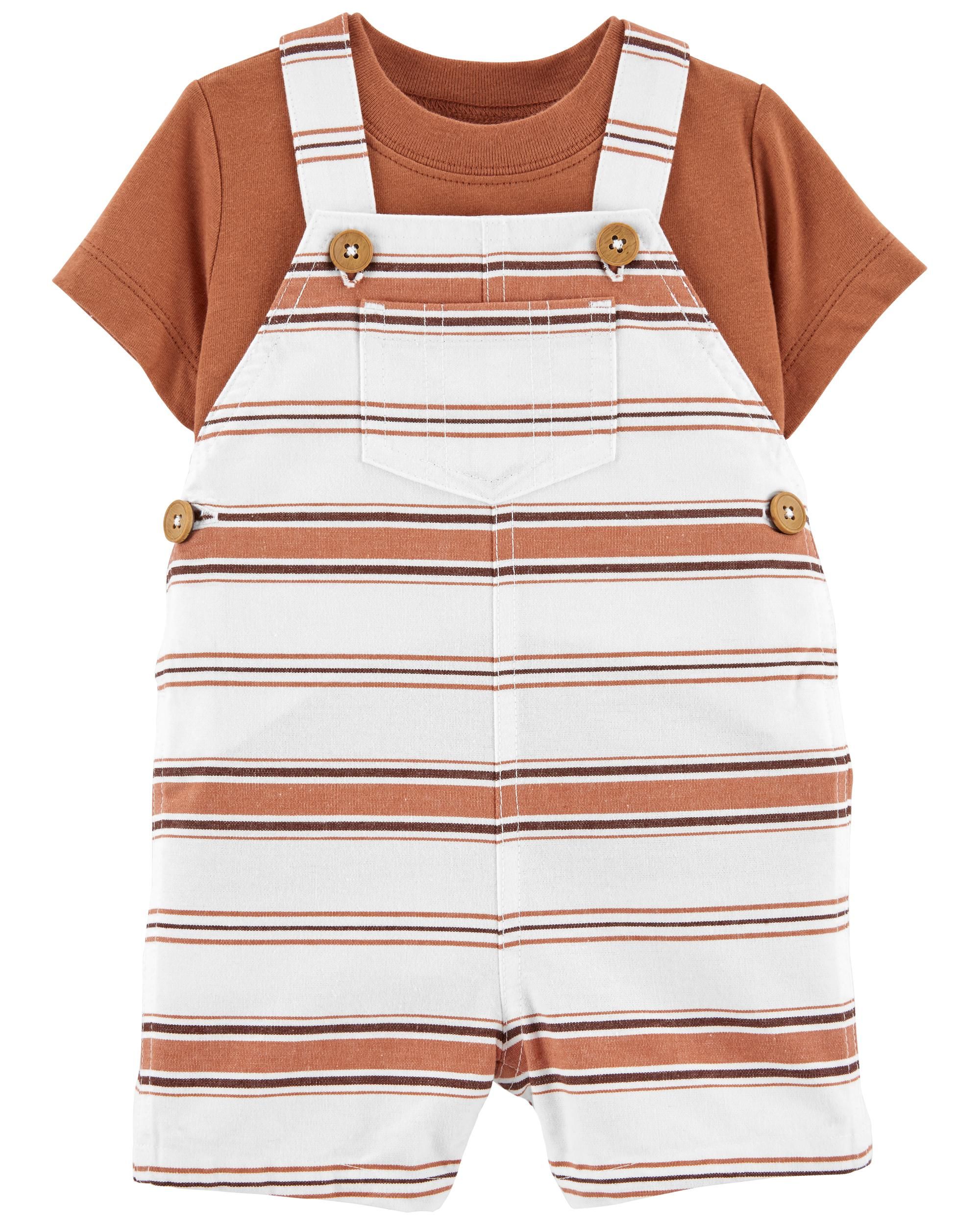 2-Piece Tee & Striped Shortalls Set | Carter's