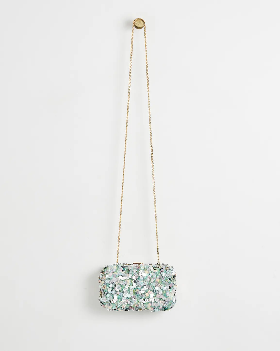 Pastel Dream Blue Sequin Box Clutch Bag | Oliver Bonas (Global)