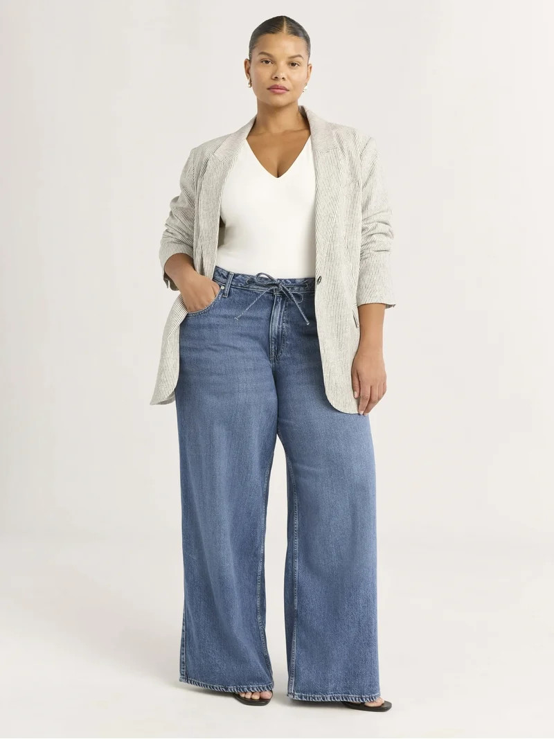 Scoop Women's and Women's Plus Ultimate One Button Linen Blend Blazer, Sizes XS-4X | Walmart (US)