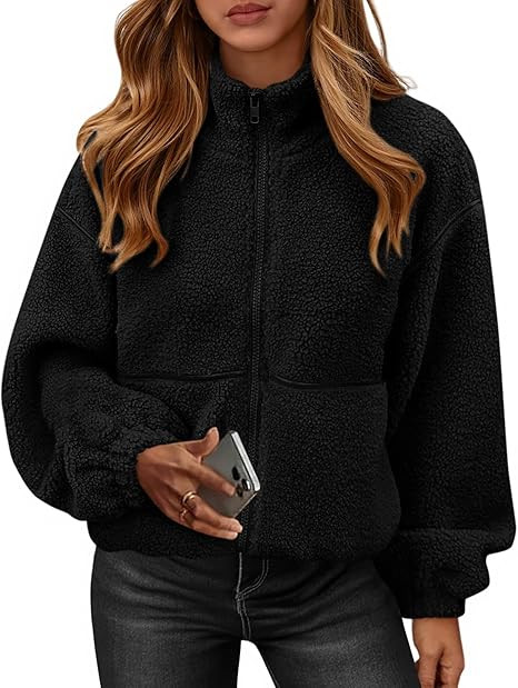 KIRUNDO Sherpa Jacket Women Fleece Oversized Zip Up Winter Coats Fall Jackets Faux Fur Warm Outwe... | Amazon (US)