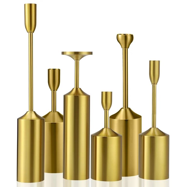 RELOIVE Candle Holder,Set of 6 Gold Candlestick Holders for Home Decor,Wedding, Dinning, Party, A... | Walmart (US)