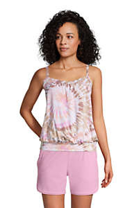 Women's Chlorine Resistant Blouson Tummy Hiding Tankini Top Swimsuit Adjustable Straps | Lands' End (US)