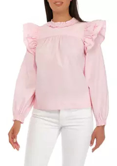 Crown & Ivy™ Women's Long Sleeve Ruffle Top | Belk