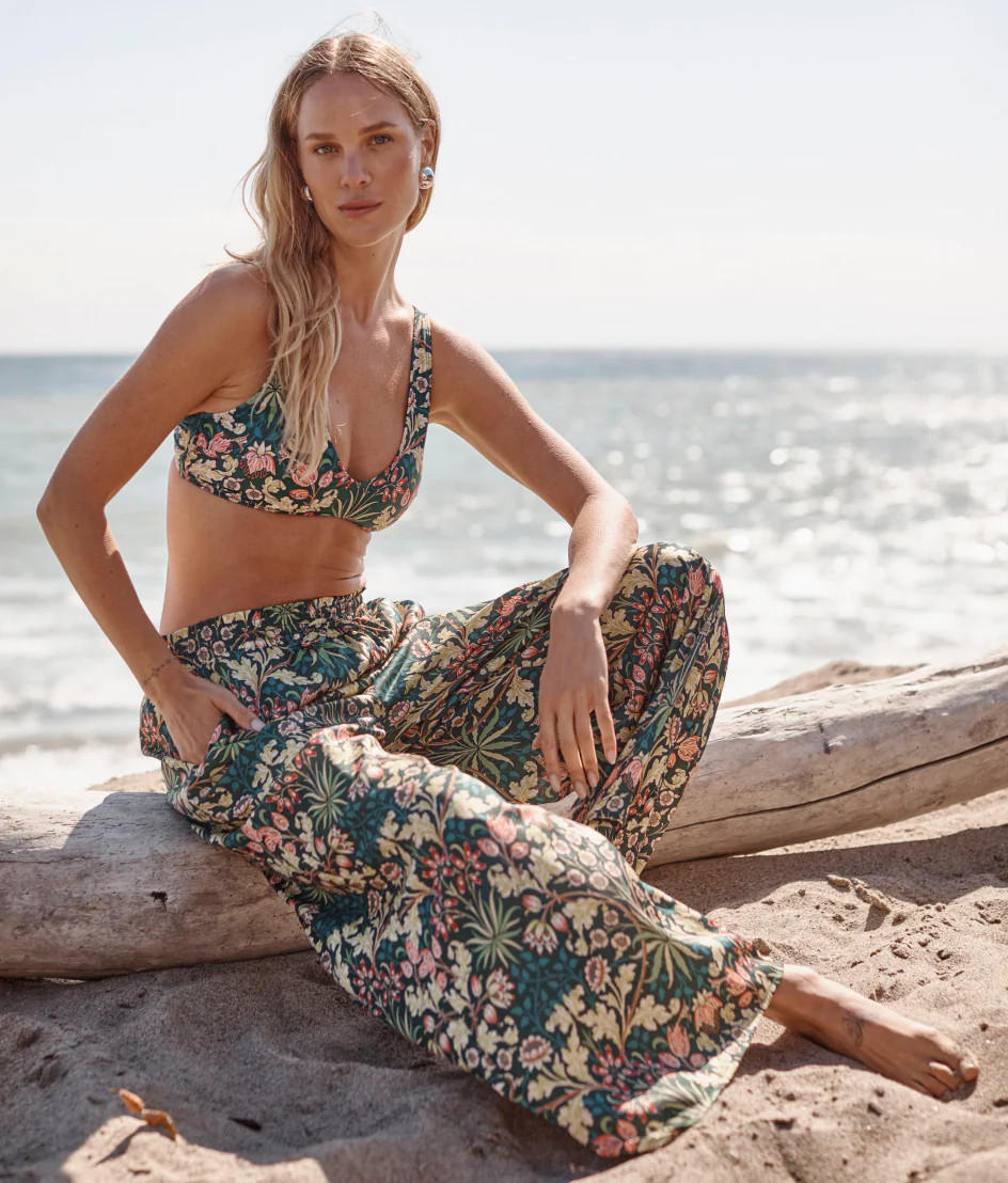 Summersalt The Silky Luxe Palazzo Pants with Ties - Hyacinth in Sunburst & Teal Size: 2X | SummerSalt