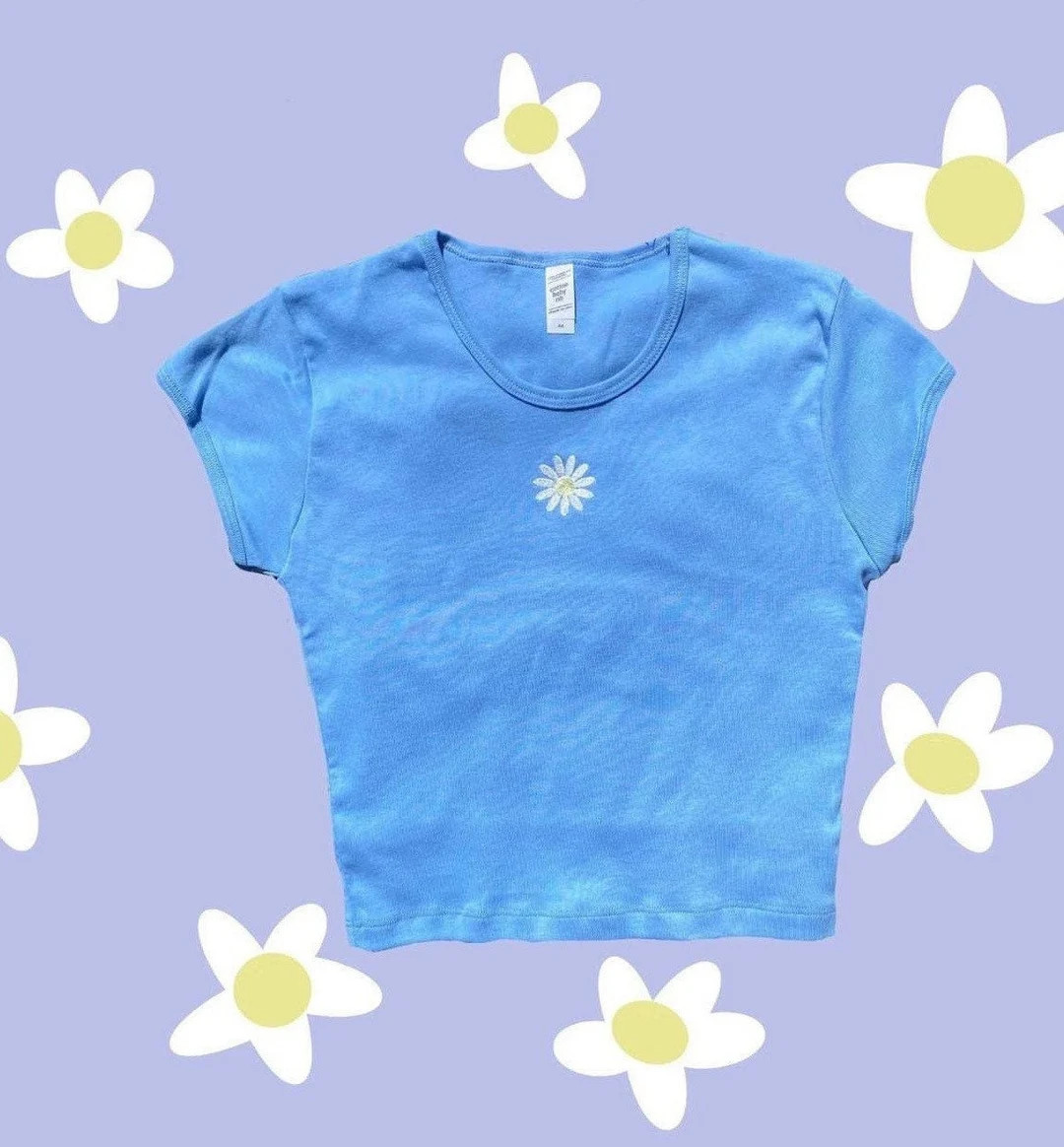 Daisy top | Baby tee | Daisy flower | embroidered top | embroidered crop top | crop top | embroid... | Etsy (US)