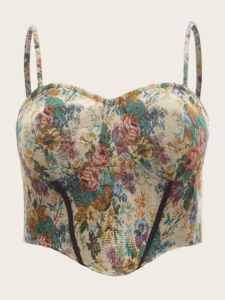 SHEIN Plus Floral Print Bustier Cami Top | SHEIN