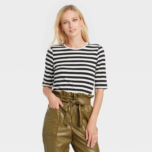 Women's Elbow Sleeve T-Shirt - Who What Wear™ Striped | Target