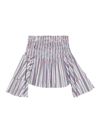 Caroline Constas - Apollonia Off-the-shoulder Striped Shirred Cotton Top - White | NET-A-PORTER (UK & EU)