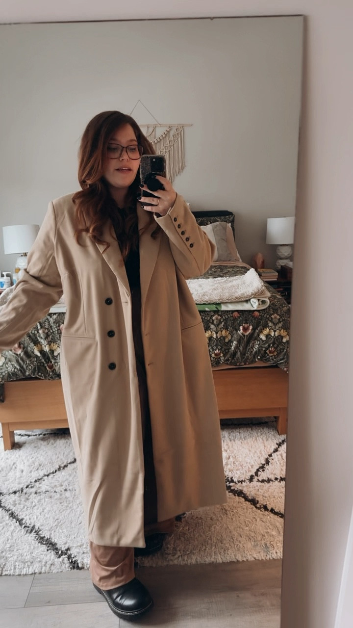 The perfect plus size neutral long coat to go with all your winter outfits! Vegan too! No wool! 

#LTKplussize #LTKstyletip #LTKSeasonal