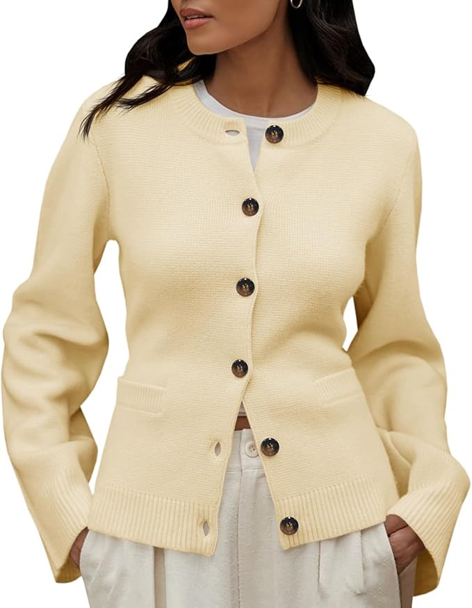 Langwyqu Womens Button Down Cardigan Sweaters Open Front Long Sleeve Slim Fit Sweater Coat Winter... | Amazon (US)