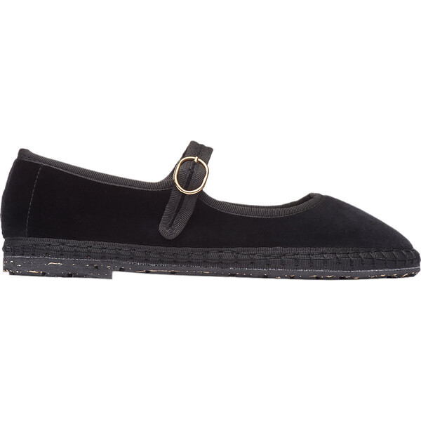 Women's Antonia Piped Velvet Mary Jane Shoes, Black | Maisonette