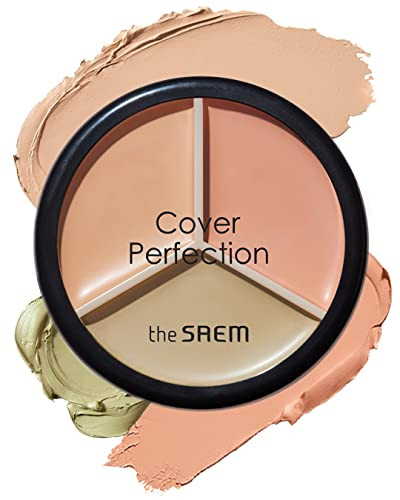 THE SAEM Cover Perfection Triple Pot Concealer - 3 Color Concealer with Clear Beige, Green & Peach Shades - Full Coverage Concealer to Correct & Conceal Redness, Dark Circles, 01 Correct Beige | Amazon (US)