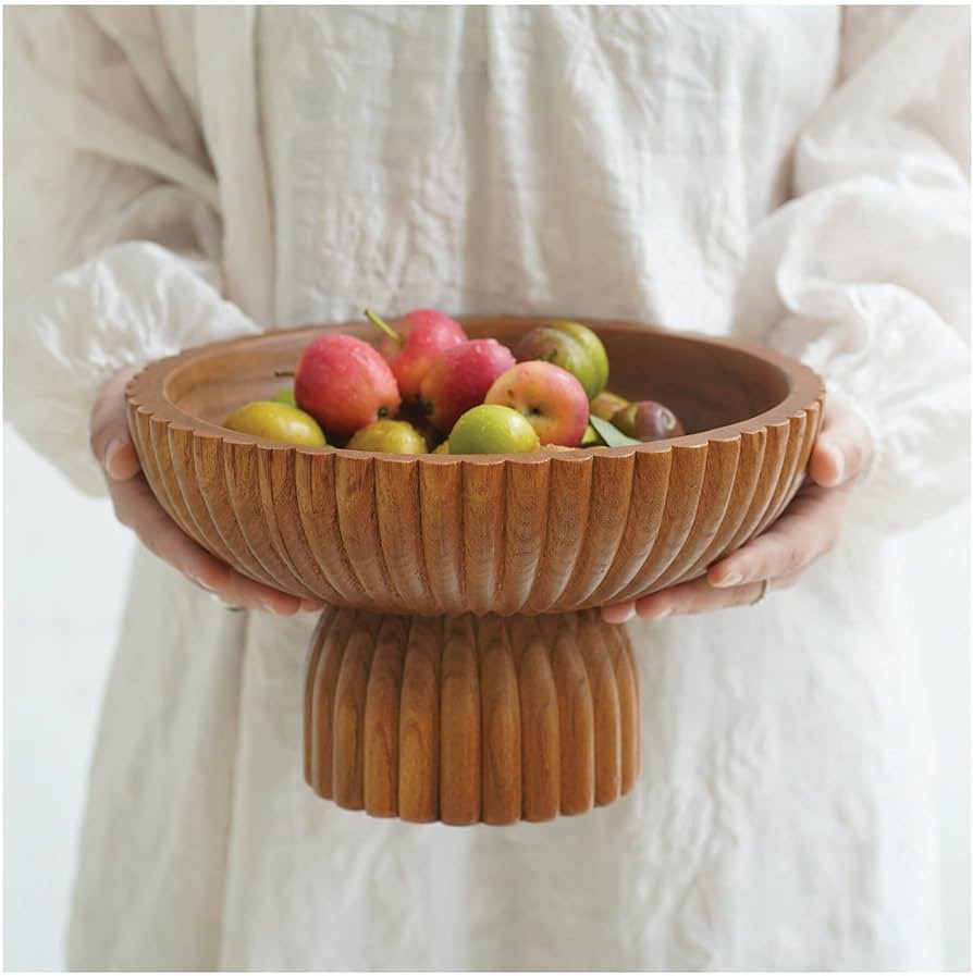 ChagoArt Wooden Fruit Bowl for Kitchen Counter- Large Decorative Bowl for Home Decor Entry Table-... | Amazon (US)