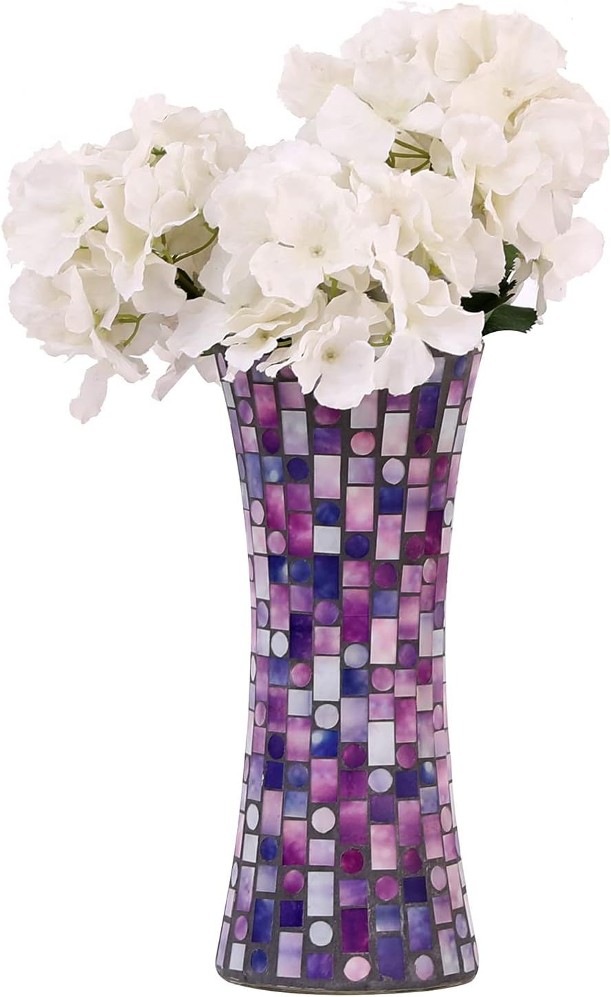 FORYILLUMI Mosaic Glass Flower Vase Large Size Handmade Glass Glass Vases Plant Pots Ceramic Va... | Amazon (US)