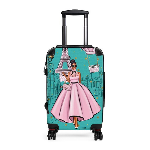 It's Always A Good Time For Paris Elegant African American Woman Carry-on Luggage Suitcase. Turqu... | Etsy (US)