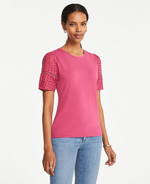Eyelet Sleeve Tee | Ann Taylor (US)