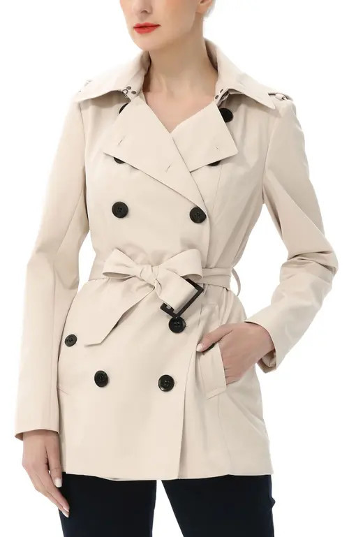 Kimi & Kai Women's Noa Short Trench Coat in Biscuit at Nordstrom, Size X-Large | Nordstrom