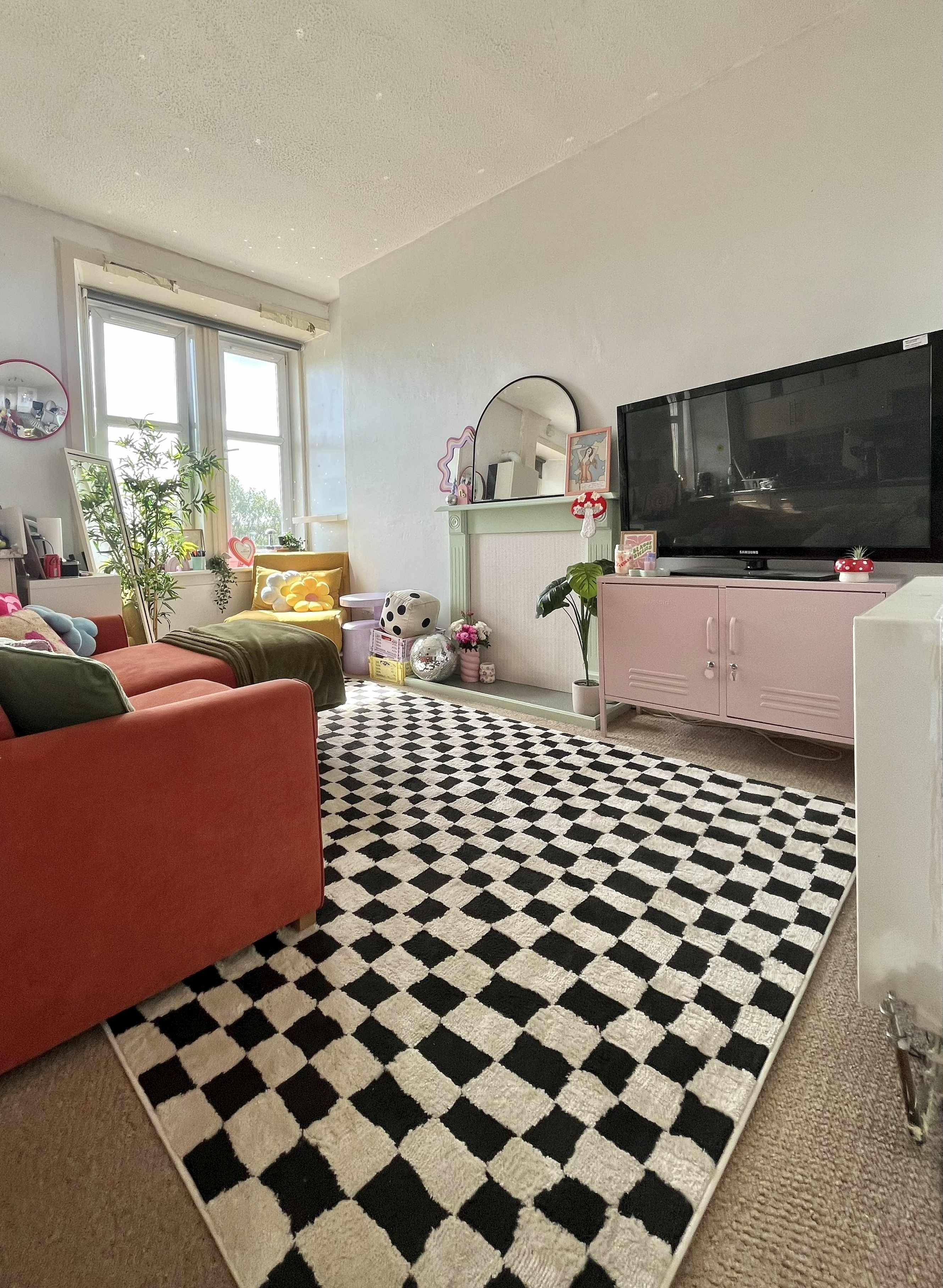 Lajos Black & White Checkered Plush Rug | Black & White Checkered Rug | Boutique Rugs