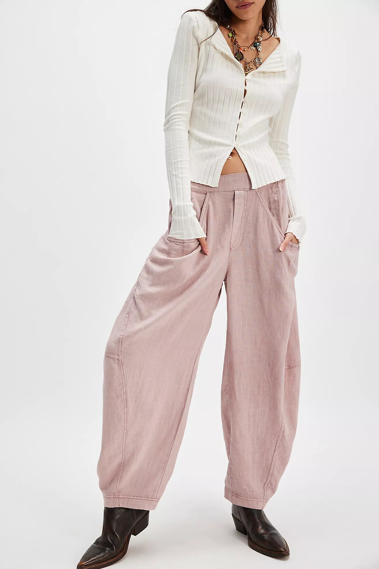 High Road Solid Pull-On Barrel Pants | Free People (Global - UK&FR Excluded)
