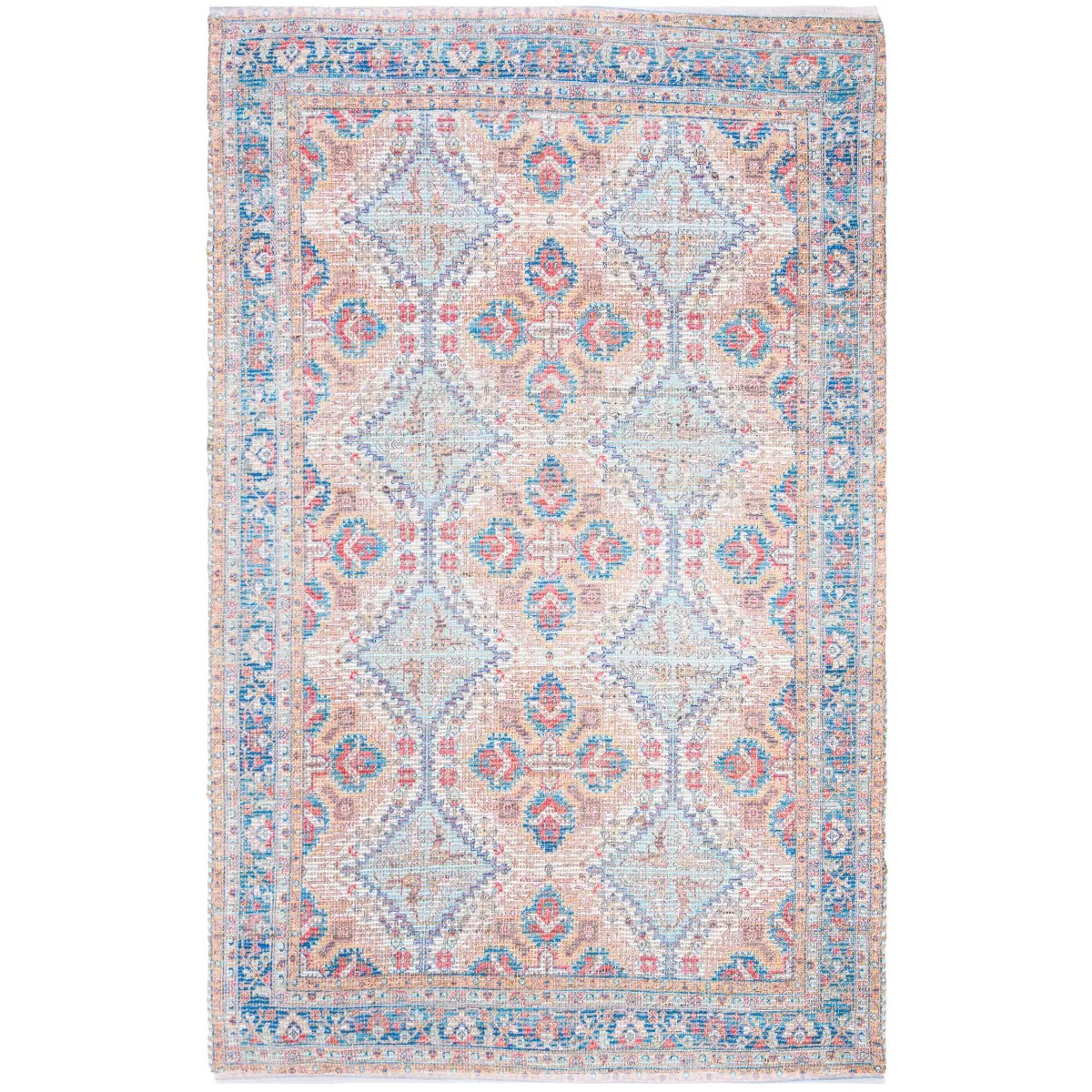 Saffron SFN511 Hand Loomed Indoor Accent Rug - Rust/Blue - 4'x6' - Safavieh | Target