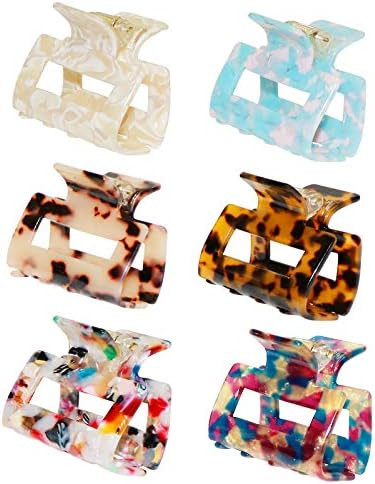 ALinmo 6 Pack Claw Hair Clips Cutout Tortoise No-Slip Grip Jaw Clips Strong Hold French Design Recta | Amazon (US)