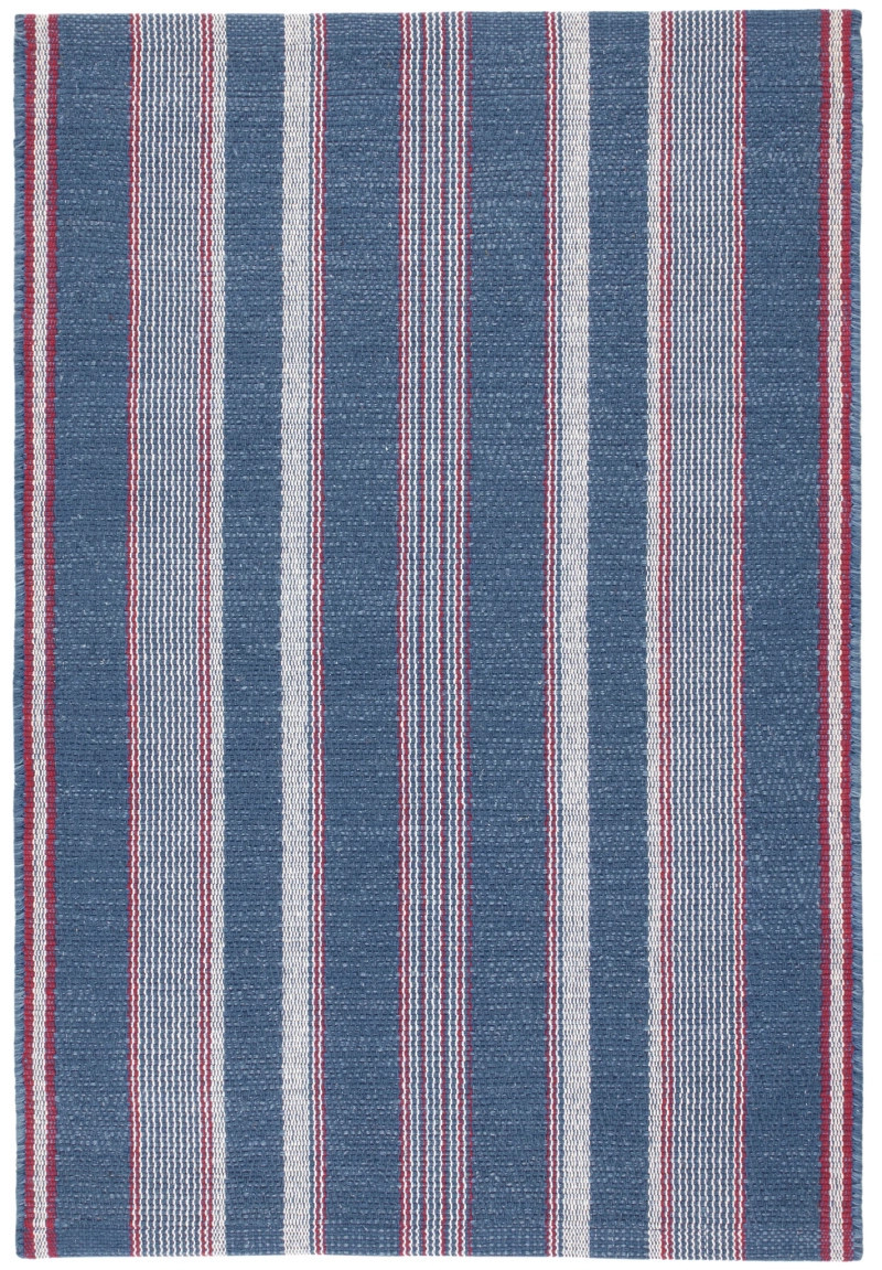 Camden Stripe Denim Handwoven Cotton Rug | Annie Selke