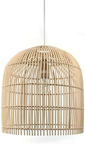 Rattan Pendant Light - Hand Woven Linear Chandelier, Basket Light Fixture, 13.8"W x 13.8"D x 13.8... | Amazon (US)