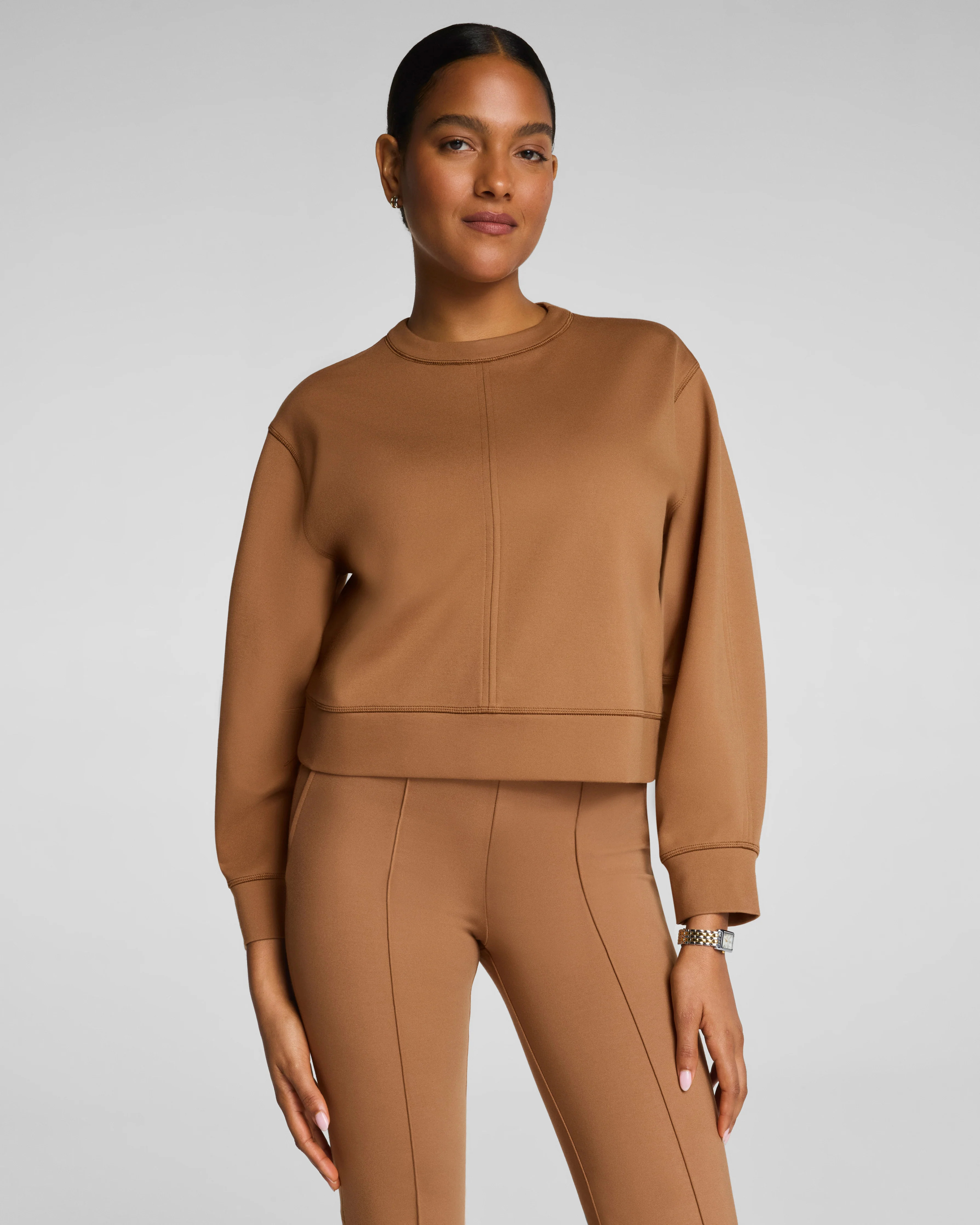 Crewneck Long Sleeve Ponte Top - Drop Shoulders | SPANX | Spanx