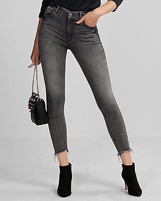 Gray High Waisted Stretch Ankle Jean Leggings | Express