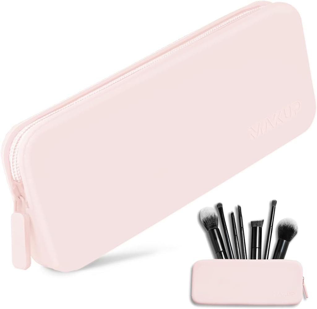 MAKUP Silicone Makeup Bag, Makeup Brush Holder with Zipper for Organizing Cosmetics, Makeup Brush... | Amazon (US)