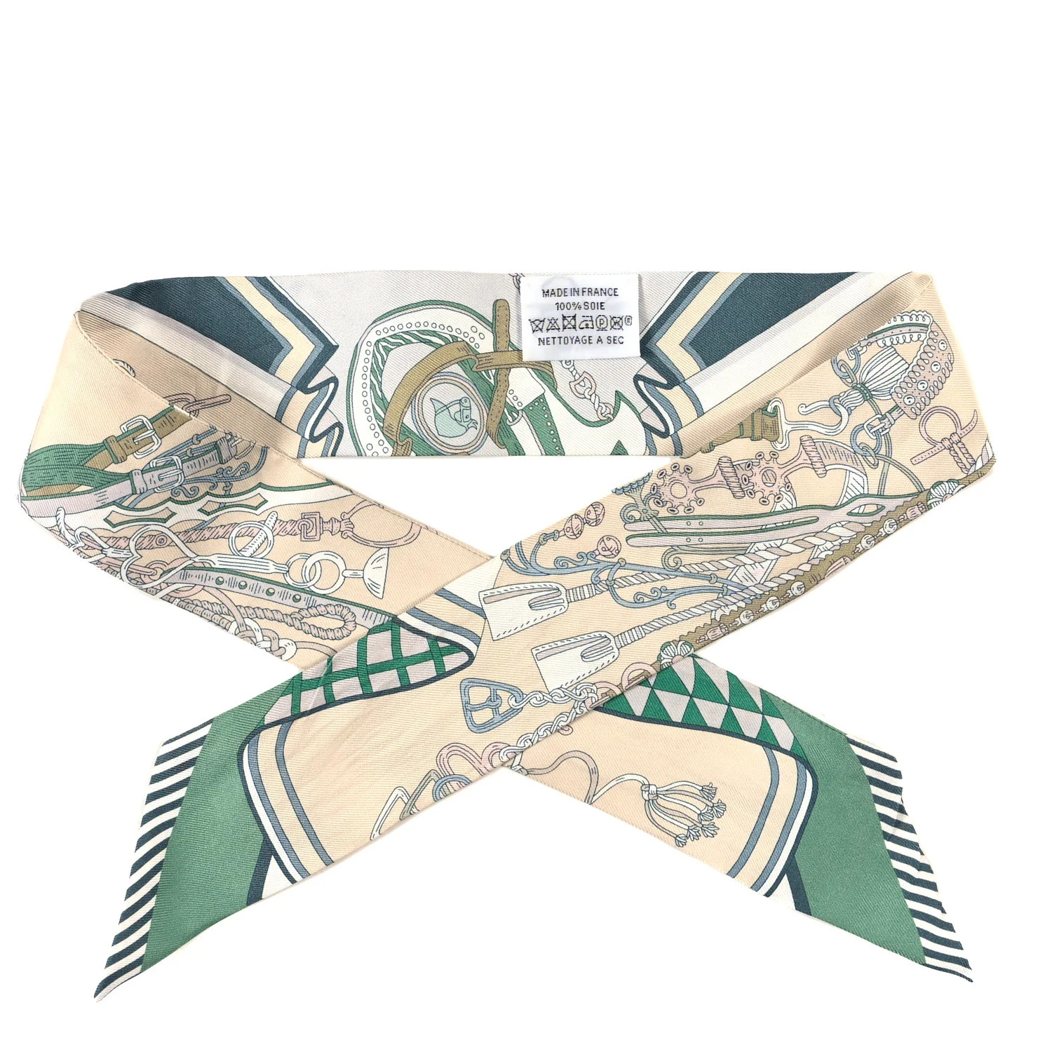 Silk Cliquetis Twilly Ciel White Menthol | FASHIONPHILE (US)