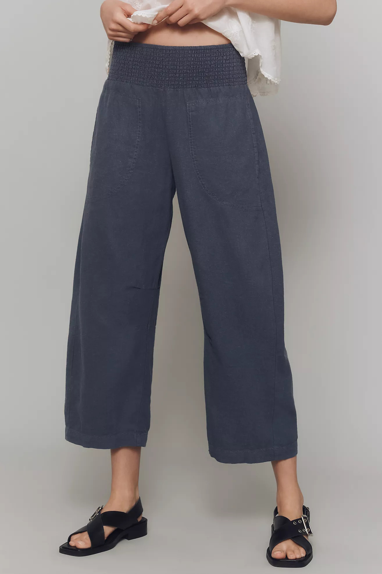 The Reese Smocked Pull-On Barrel Pants by Pilcro: Linen Blend Edition | Anthropologie (US)