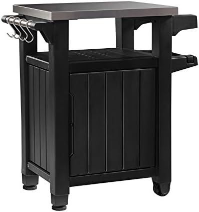 Keter Unity Portable Outdoor Table and Storage Cabinet with Hooks for Grill Accessories-Stainless St | Amazon (US)