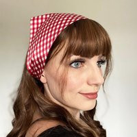 Gingham Print Real Silk Audrey Triangle Headscarf - Sewn in The Uk | Etsy (US)